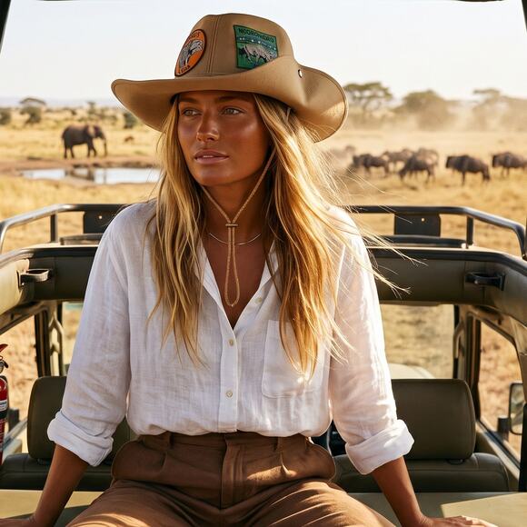 Safari Hat Kenya Tanzania Patch Hat Anthropologie Style Travel Wide Brim main image 12